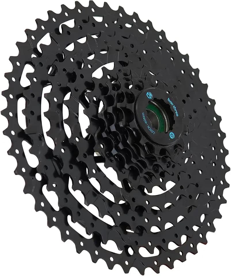 Box Three Prime 9 Non E-Bike & E-Bike Cassette 11-46T, 11-50T, 12-46T & 12-50T Fits Standard HG Hubs 9/10/11 Speed Cassette Mountain Bike, Compatible Lightweight Bicycle MTB Bike Cassette