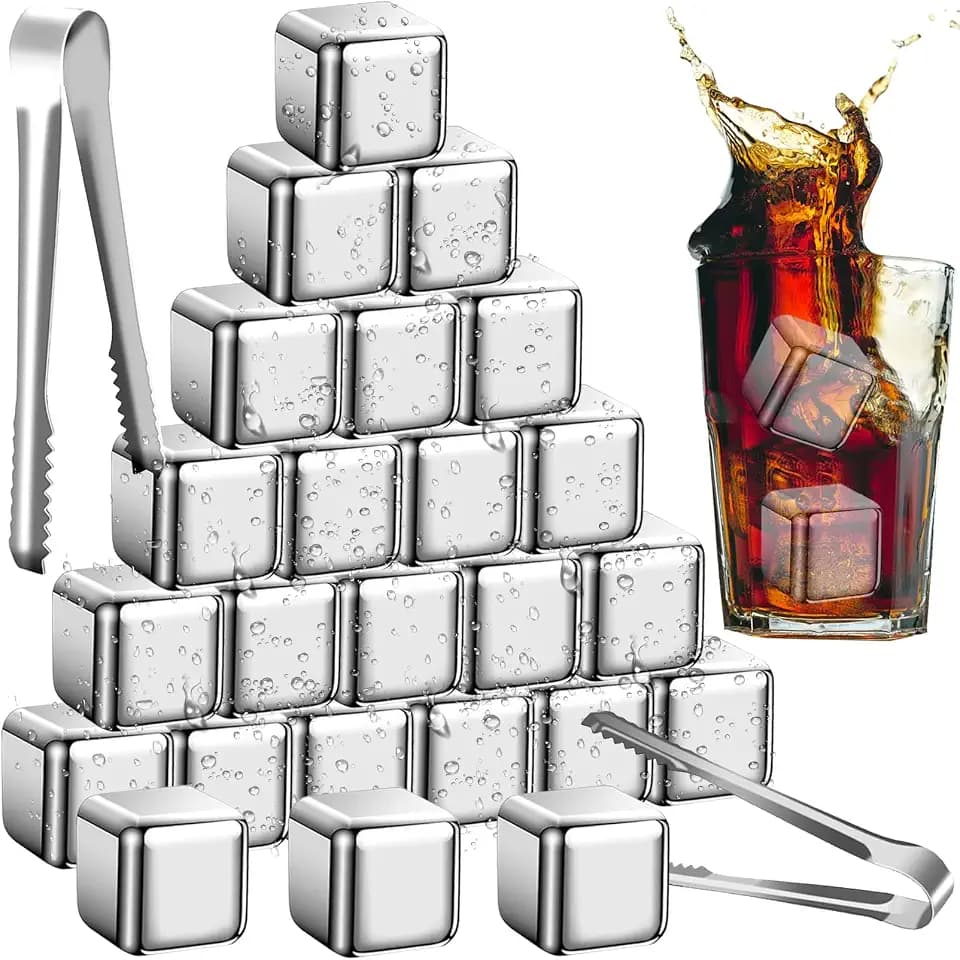 24 PCS Stainless Steel Ice Cubes,Reusable Metal Metal Ice Cubes