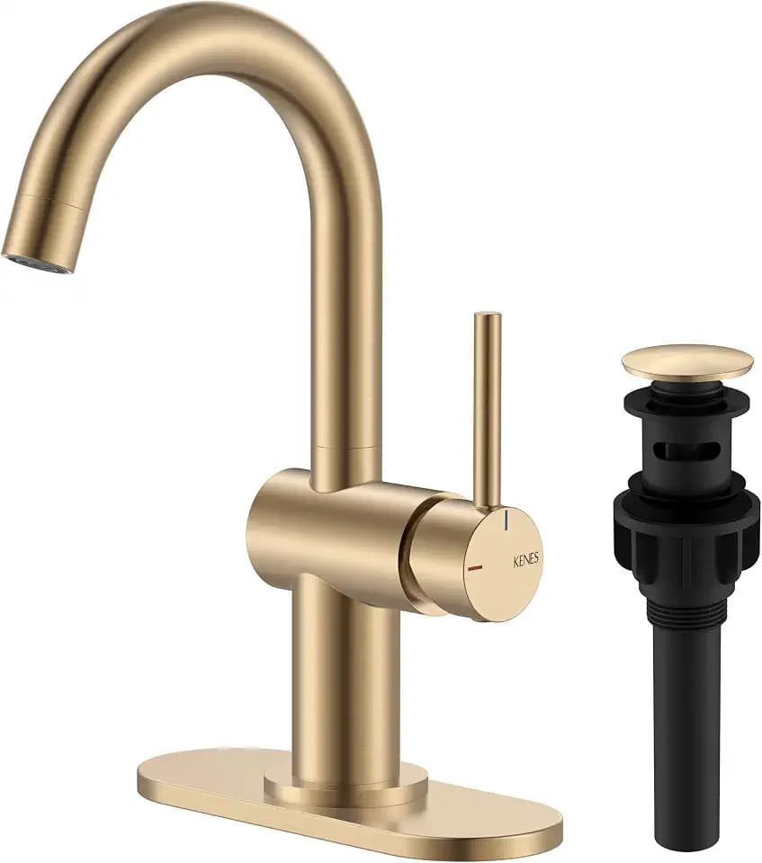 KENES Champagne Bronze Bathroom Faucet 1 Hole, Single Handle Vanity Faucet