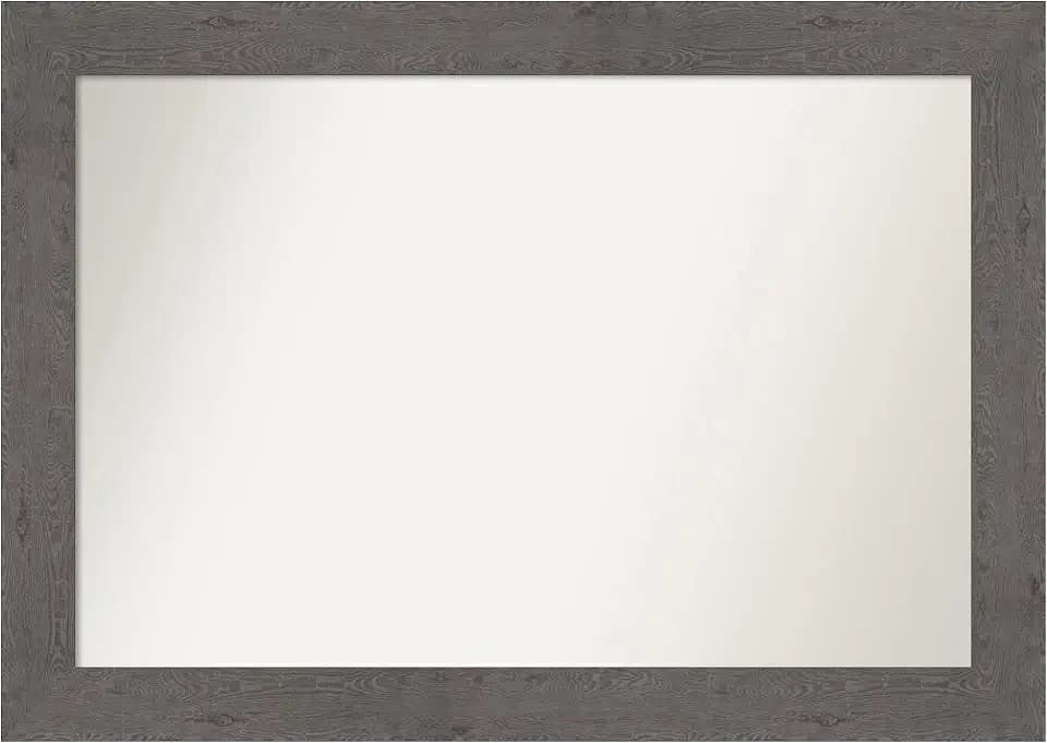 Amanti Art Grey Bathroom Mirror for Over Sink, 29x41 Rustic Plank Grey Rectangle Vanity Mirror, Large Country Rustic Frame, Hangs Horizonally and Vertically, Bathroom Wall Decor, Non-Beveled Edge