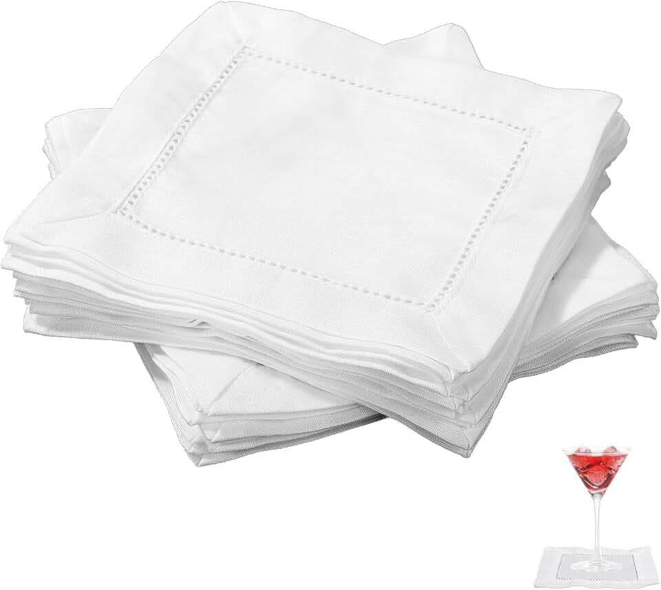 25pcs Linen Cocktail Napkins for Embroidery, Reusable Small Cotton Napkins