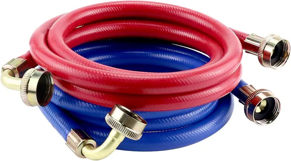 Rubber Washing Machine Hoses 6FT with 90 Degree Elbows,Universal Washing Machine Hose,Burst Proof Water Supply Lines for Hot and Cold Water Washer Hoses (2 Packs)-by MIFLUS