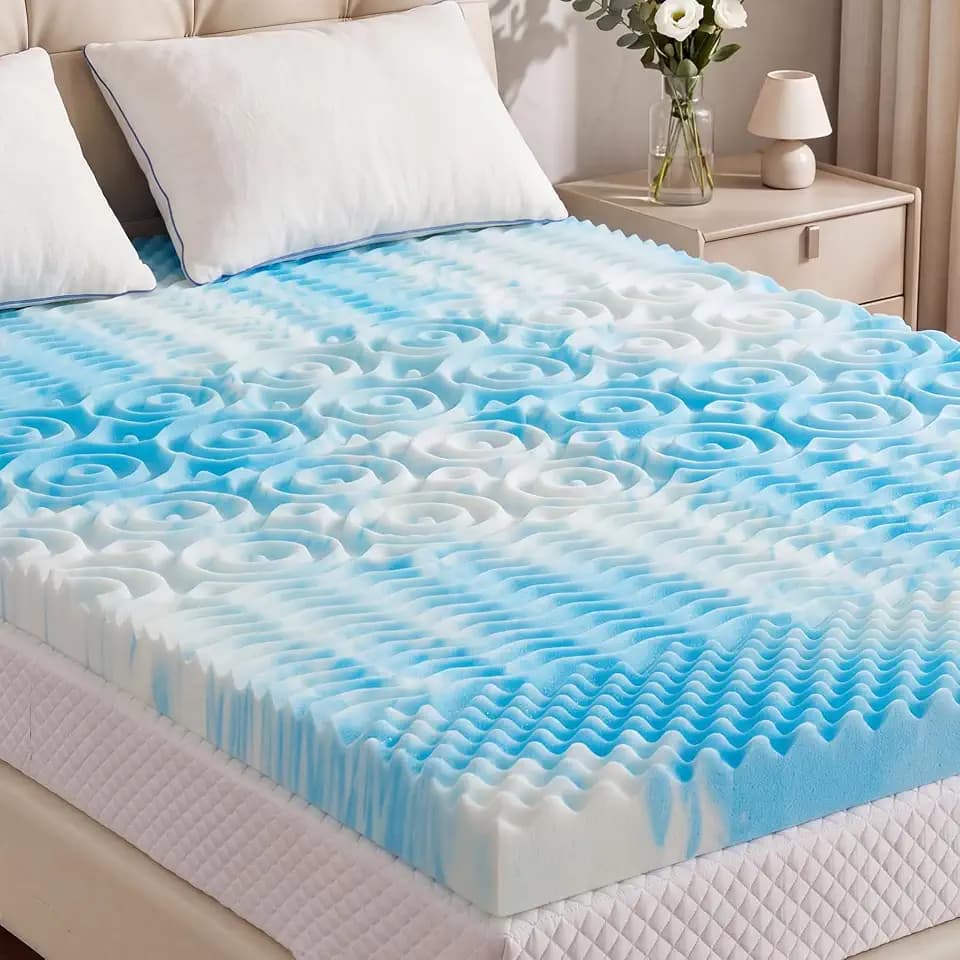3 Inch 5-Zone Cooling Gel Memory Foam Mattress Topper Twin, Blue