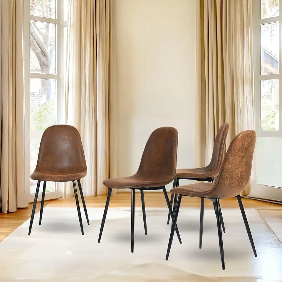 Homy Casa Dining Chairs Set of 4 Modern Style Mid Century Chair for Kitchen Dining Room Accent Chair in Dark Brown, Black Leg 16.9 in x 18.1 in x 33.9 in