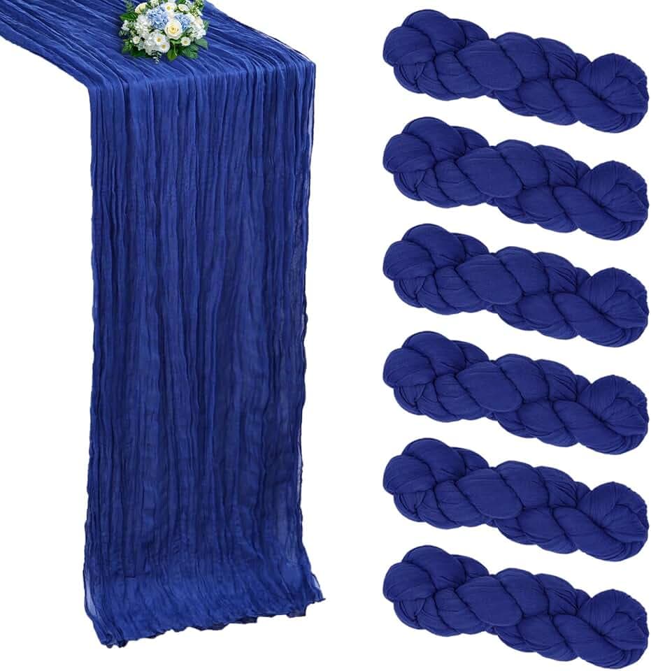 6 Pack Royal Blue Cheesecloth Table Runner 10Ft 23 x 120 Inch