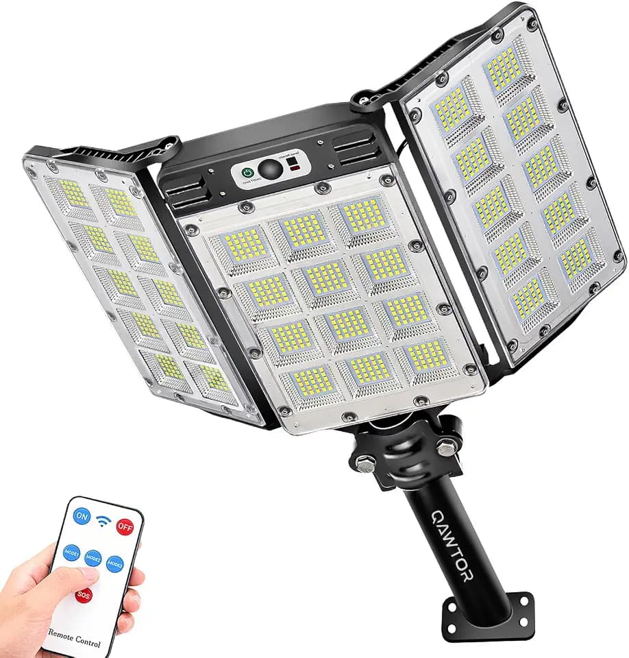 Solar Flood Lights Outdoor, 9000LM 3 Head Wide Coverage Motion Sensor Light