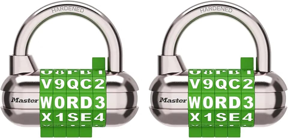 Master Lock Resettable Word Combination Padlock, Gym Lock 2-Pack 1534GRNEC2