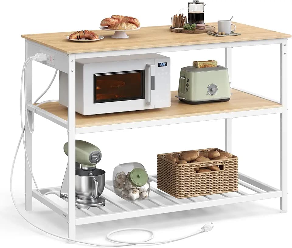 VASAGLE Kitchen Island with 3 Shelves, Storage Cabinet, Steel Structure
