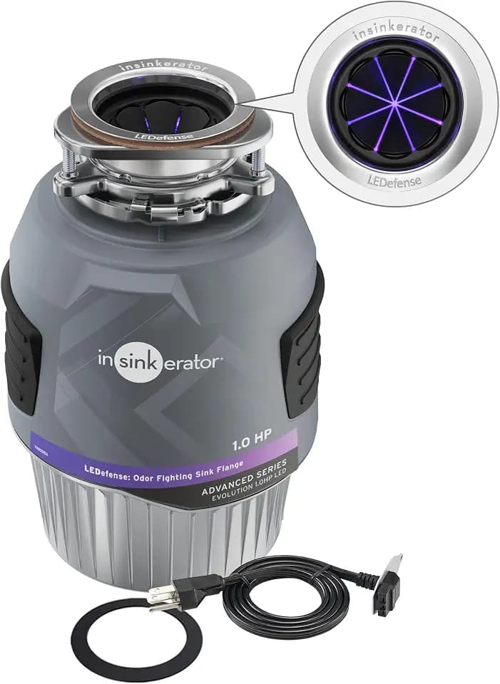 INSINKERATOR Evolution 1.0HP LED Garbage Disposal & Antimicrobial Flange