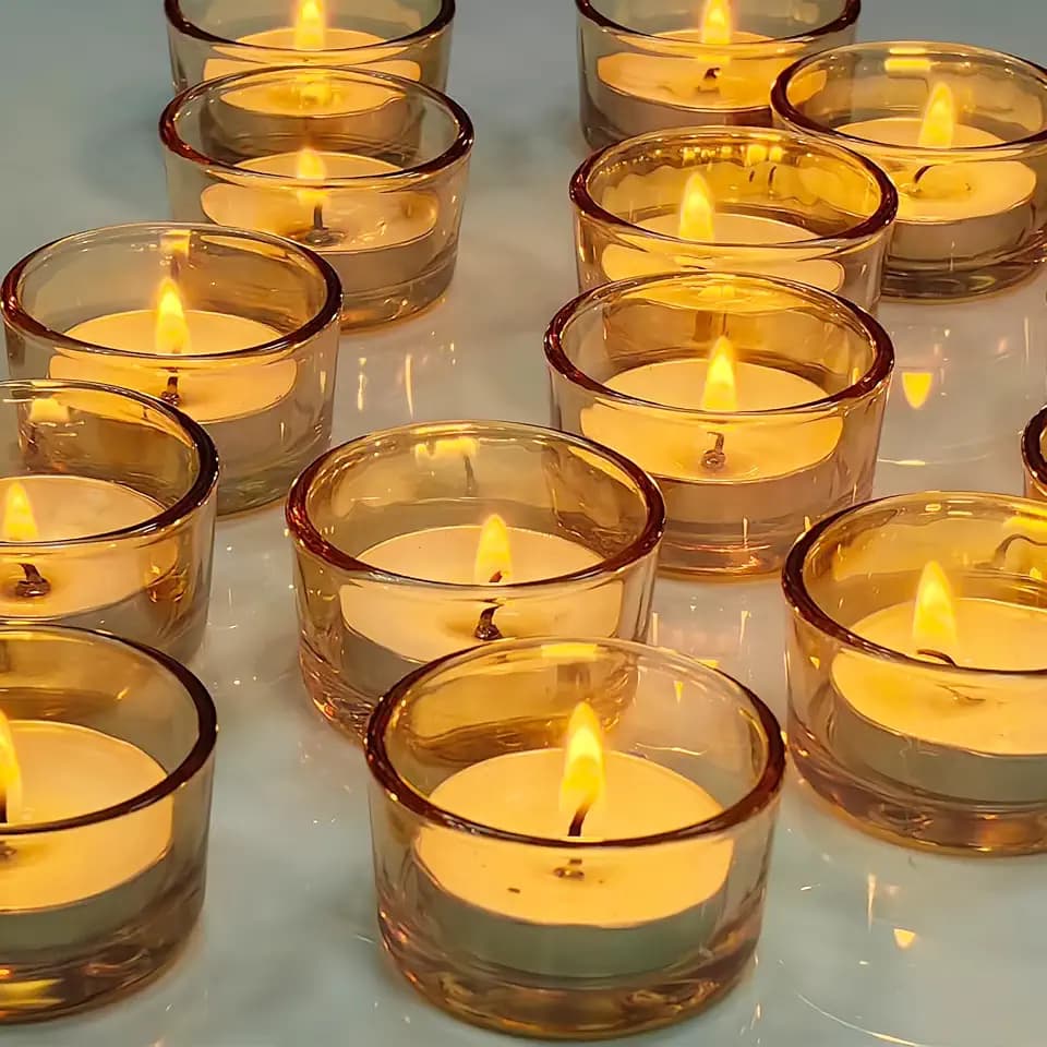 GOLDEAL 30 Pcs Gold Glass Small Tealight Candle Holders-Tea Candle Holders Bulk - Perfect for Weddings, Parties, Dinners - Ideal for 1.5" Standard Tealights and Candle Moulds…