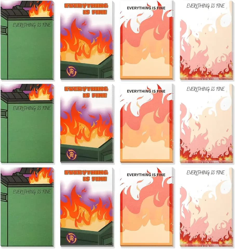 Dumpster On Fire Desk Accessories,Flames are Burning Cute Sticky Notes