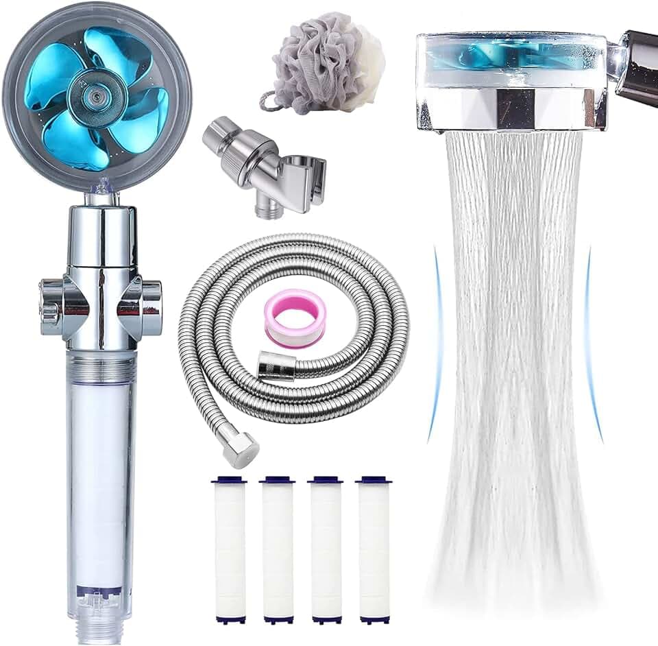 CWPW High Pressure filtered Shower Head Hydro Jet Handheld Turbo Fan Shower