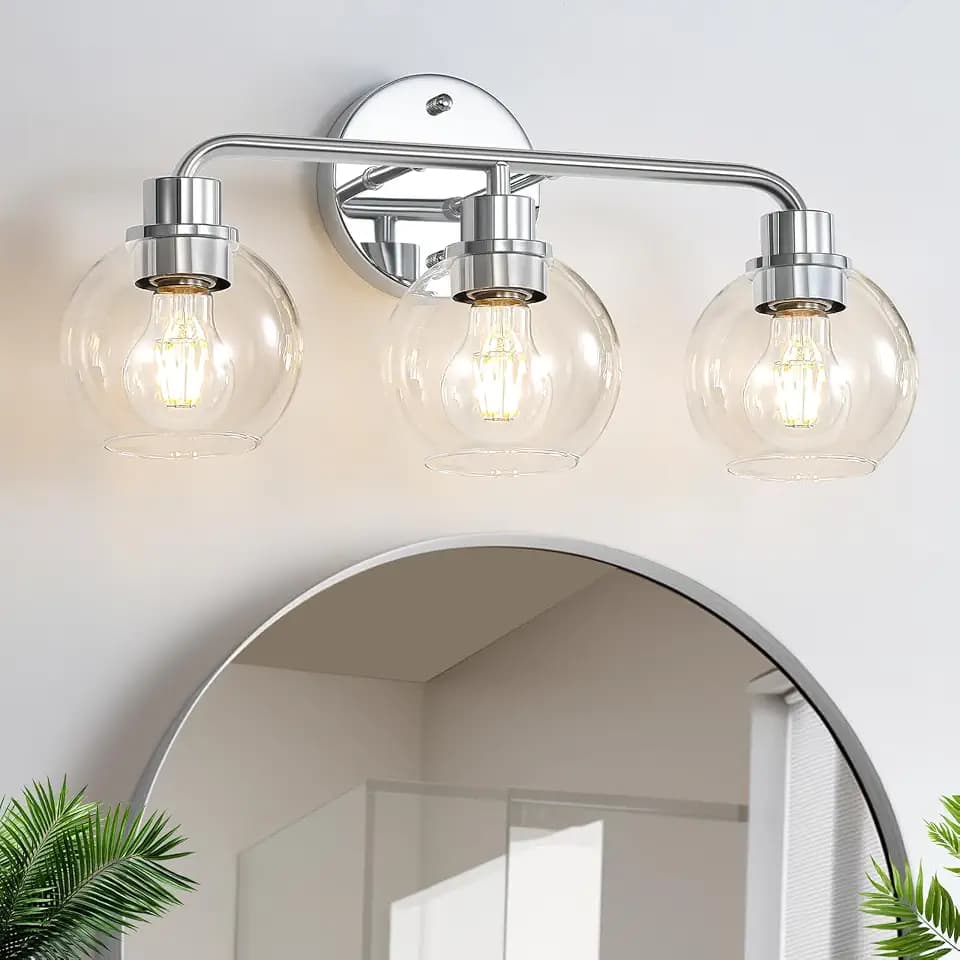 Bathroom Light Fixtures Chrome Vanity Light Silver 3 Light Modern