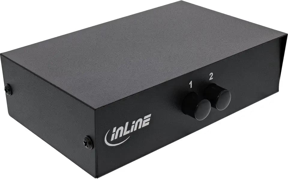 Inline AV Umschalter manuell 2-Port, Cinch Audio Video Switch, 3X Cinch IN/Out, mechanische Umschaltung ohne Stromversorgung, Metallgehäuse, 89302I