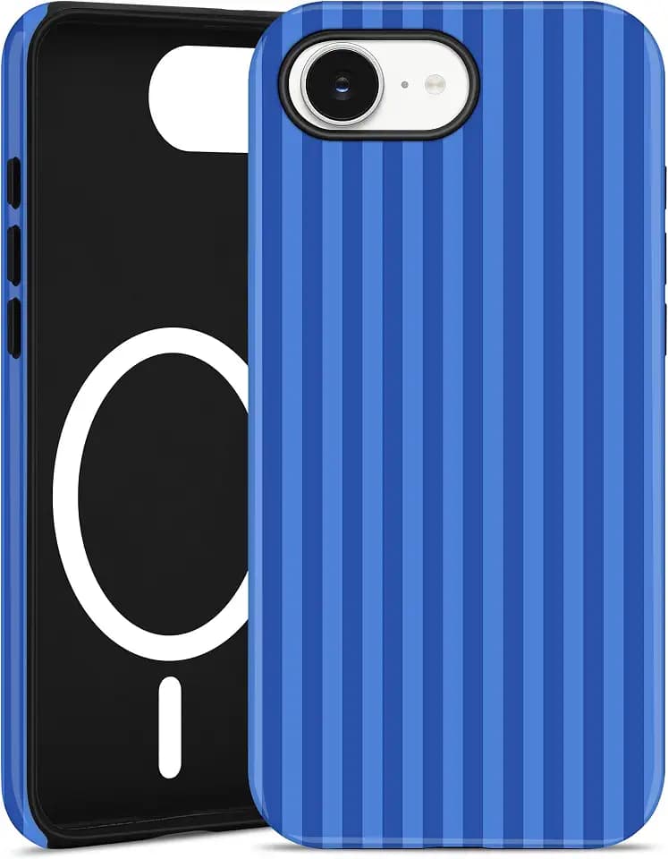 Magnetic Striped Phone Case for iPhone 16e/17e, Navy Blue