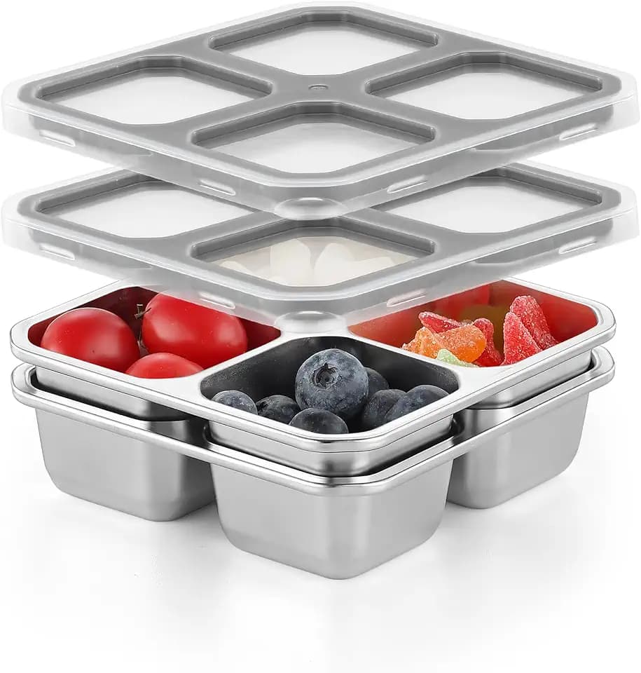 BEFOY 2-Pack 304 Stainless Steel Snack Box Bento Lunch Container