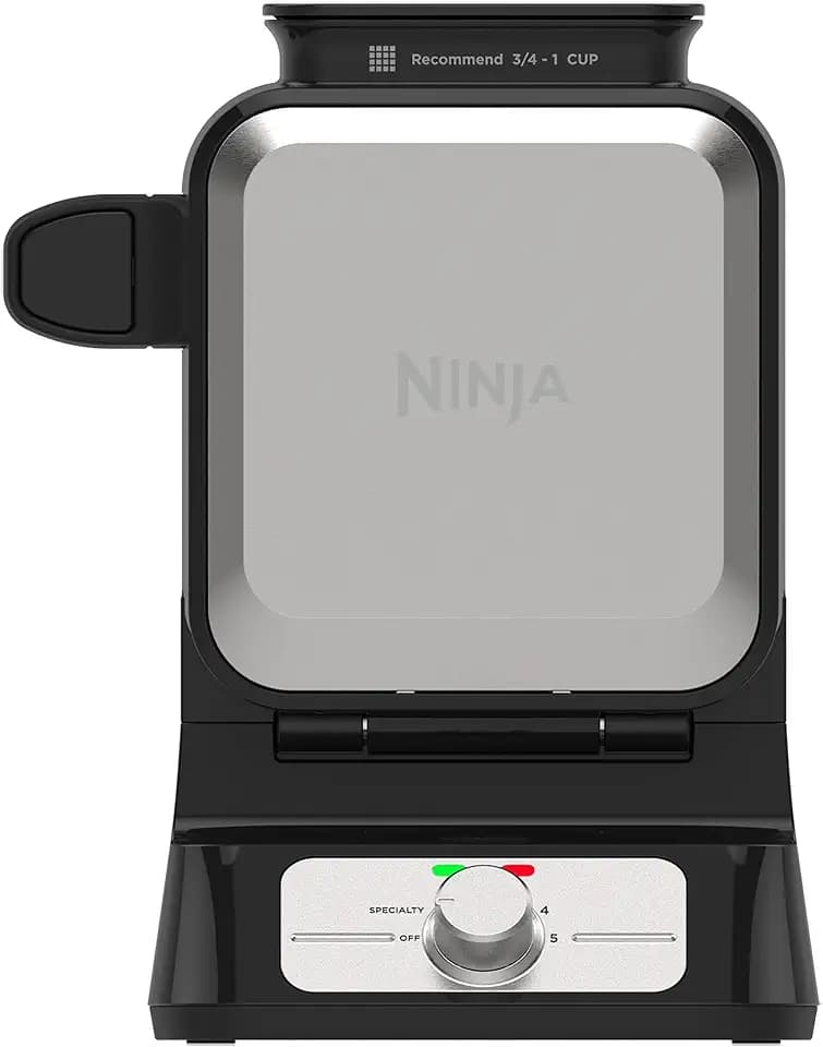 Ninja Belgian Waffle Maker Pro, 5 Shade Settings, Black/Silver, BW1001