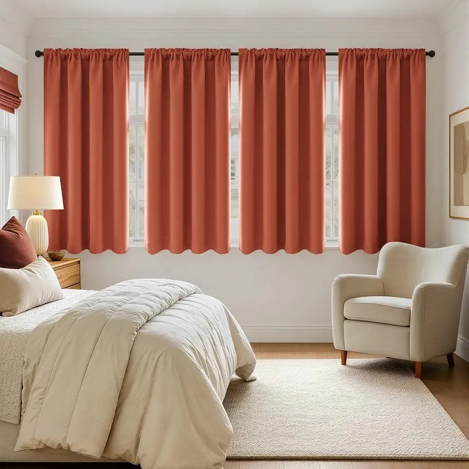 MIULEE Fall Decor Burnt Orange Blackout Bedroom Curtains 63" Long 4 Panels