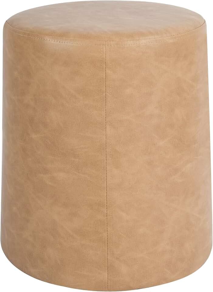 Spatial Order 17" Organic Shape Ottoman - Sand Faux Leather
