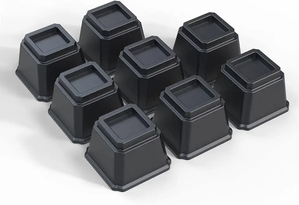 Bed Risers 4 Inch Heavy Duty, Furniture Risers, Set of 8, Black