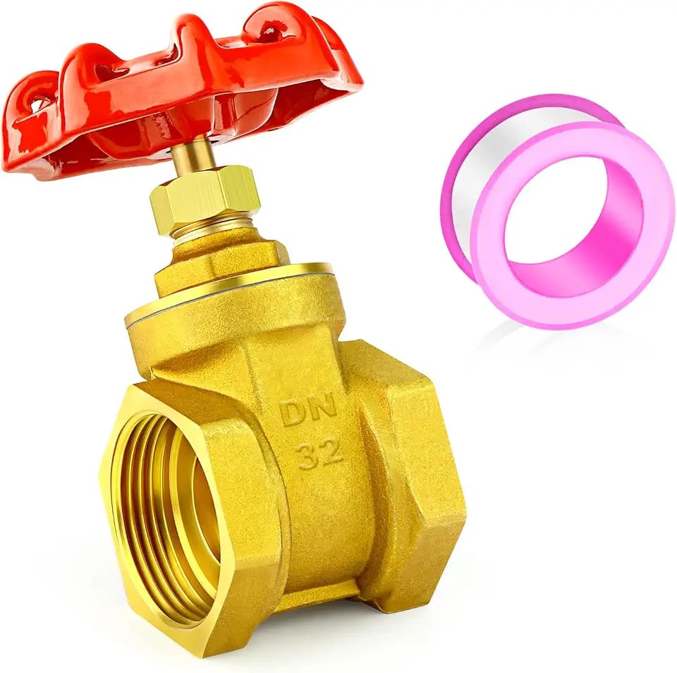 GASHER 1PCS 1-1/4 Inch Brass industrial Gate Valve, Heavy-duty Rotary Sluice Valve with Female x Female Threads, with Wheel Handle, For Water, Oil, Gas