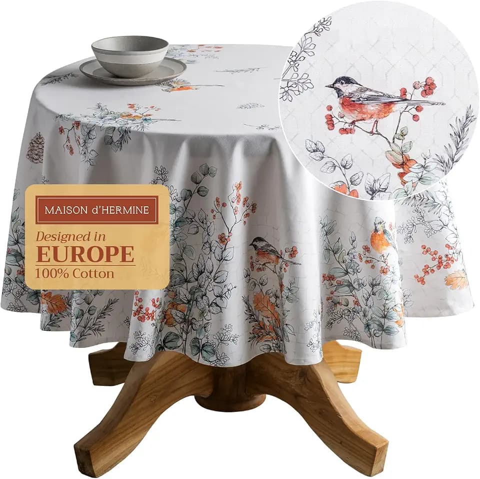 Maison d' Hermine Table Cloth Round Table Reusable 100% Cotton 63" Diameter