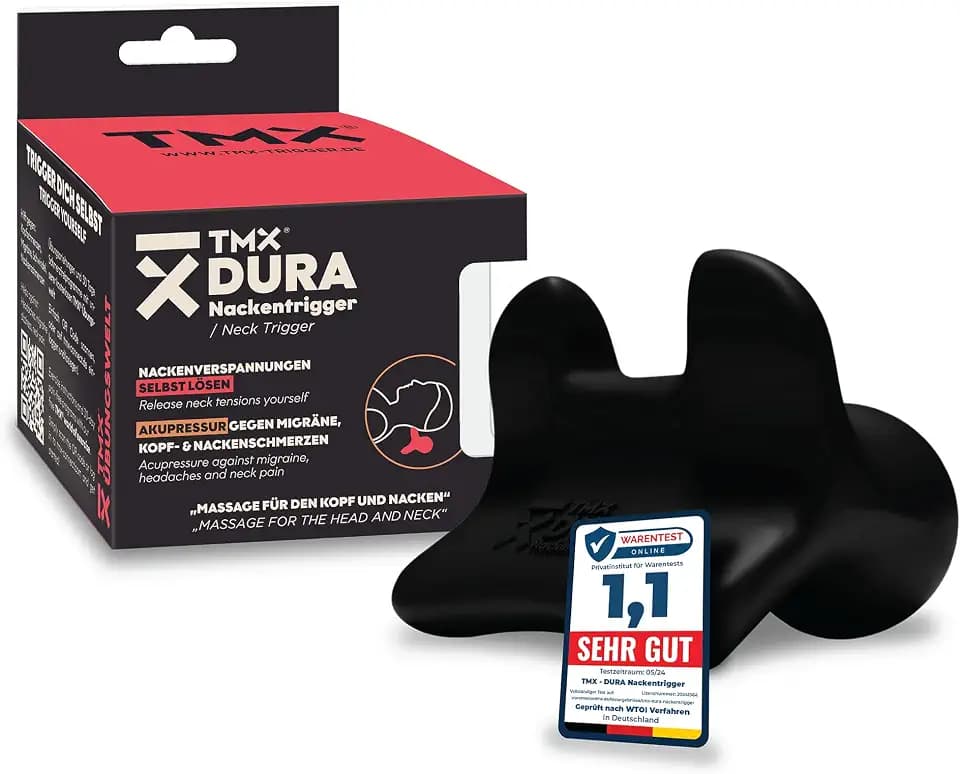 TMX® DURA Nackentrigger | Effektives Trainingsgerät bei Migräne und Nackenschmerzen | Nackenstrecker & Triggerpunkt Drücker | Lindert Kopfschmerzen, Tinnitus und Schwindel | Made in Germany