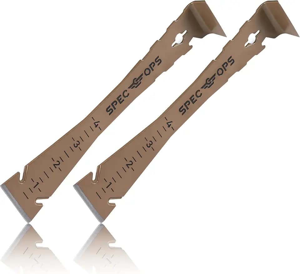 Spec Ops Tools Trim Bar, Pry Bar for Carpentry & Nail Pulling, High-Carbon Spring Steel, Beveled Edges, 9.5" 2 Pack