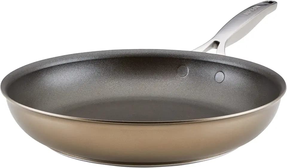 Anolon Ascend Hard Anodized Nonstick Frying Pan/Skillet - Good for All Stovetops (Gas, Glass Top, Electric & Induction), Dishwasher & Oven Safe with Stainless Steel Handle, 12 Inch - Bronze