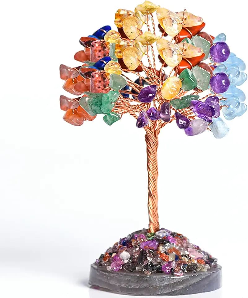 Seven Chakra Crystal Tree of Life,Healing Crystal Stones Tree Decor