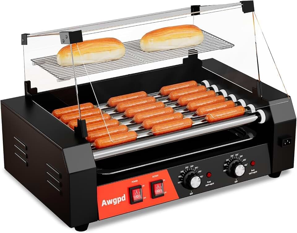 Hot Dog Roller 7 Rollers 18 Hot Dogs Capacity 1050W Hot Dog Roller Machine