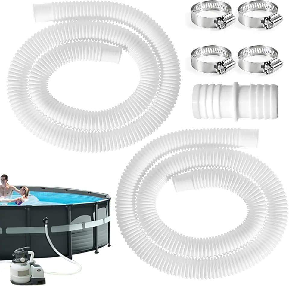2 Stück Pool Schlauch 32mm mit 4 Schlauchschellen und Schlauchverbinder