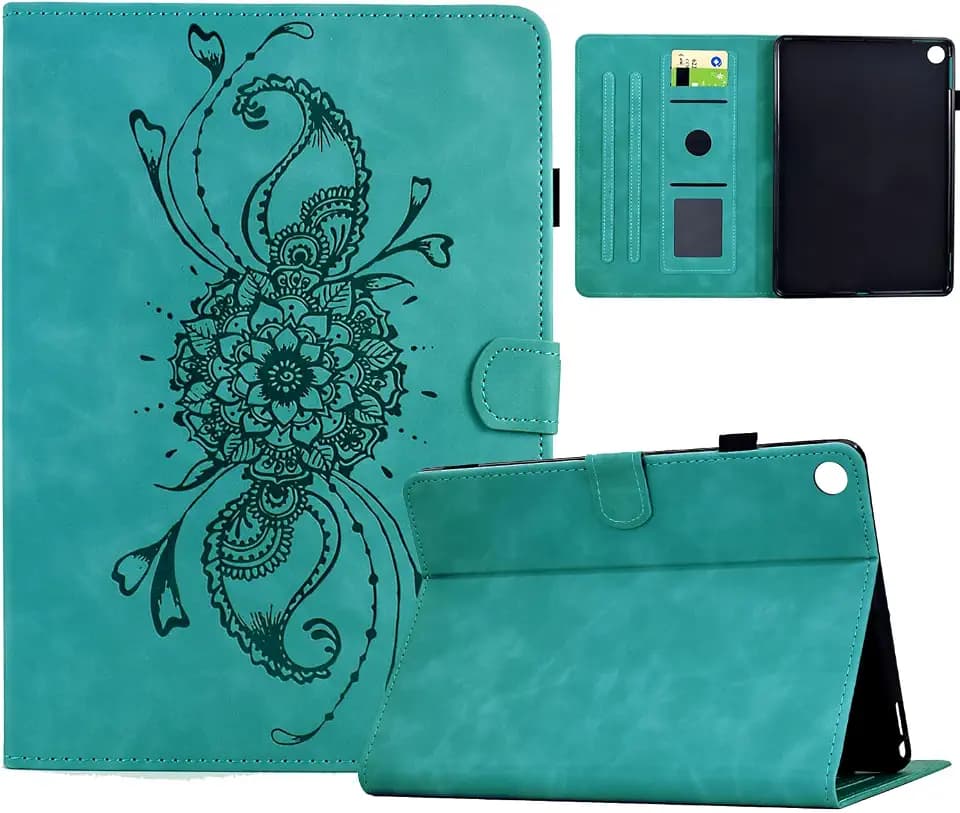 Schützhülle für Samsung Galaxy Tab A11 Plus 2025/A9 Plus 11 Zoll 2023 SM-X210/ X215/ X216 -Tablethülle Stand Cover Stil Mandala mit Auto Schlaf/Aufwach Funktion (Aqua)