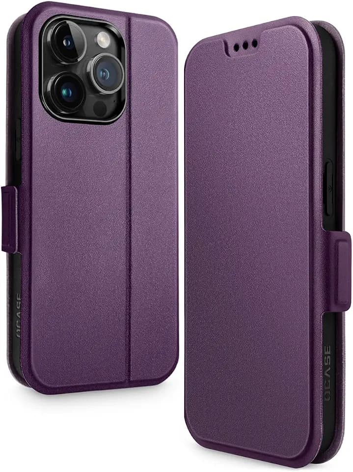 OCASE Kompatibel für iPhone 15 Pro Hülle Flip Wallet Handyhülle PU Leder Tasche Case Kartensteckplätzen Schutzhülle Lederhülle mit iPhone 15 Pro Lila