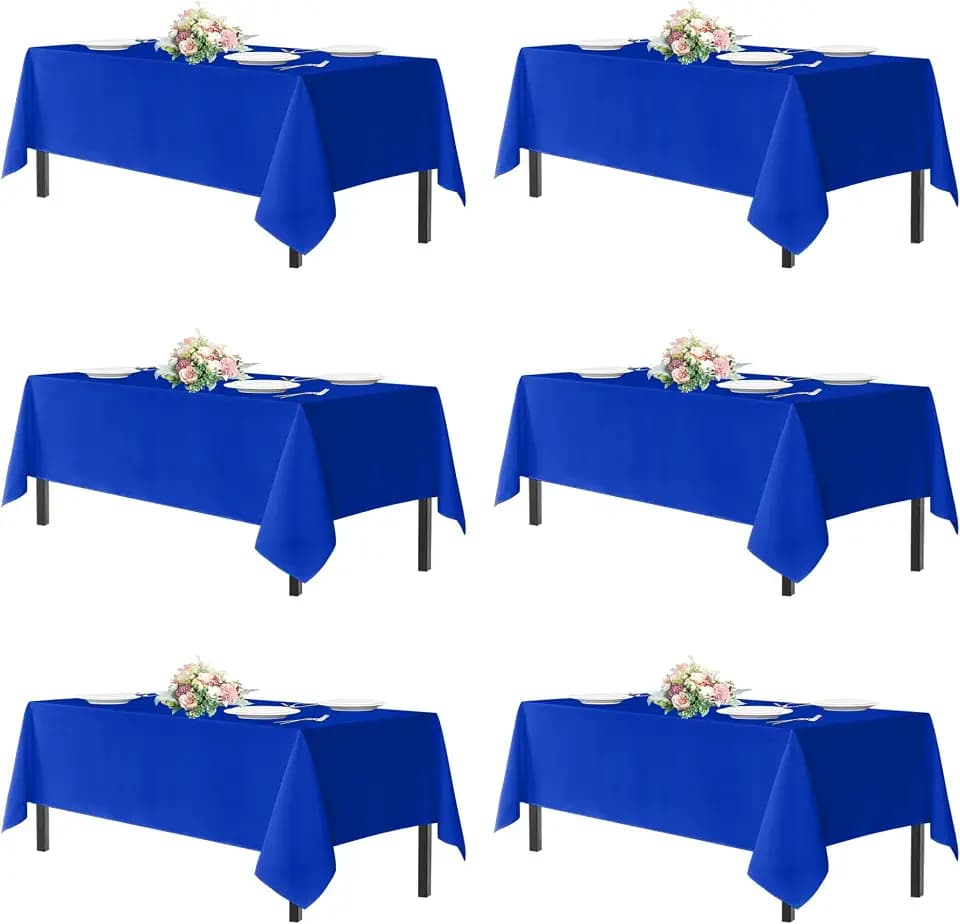 sancua Royal Blue Tablecloths 60x102 Inch for 6 Foot Tables, 6 Pack