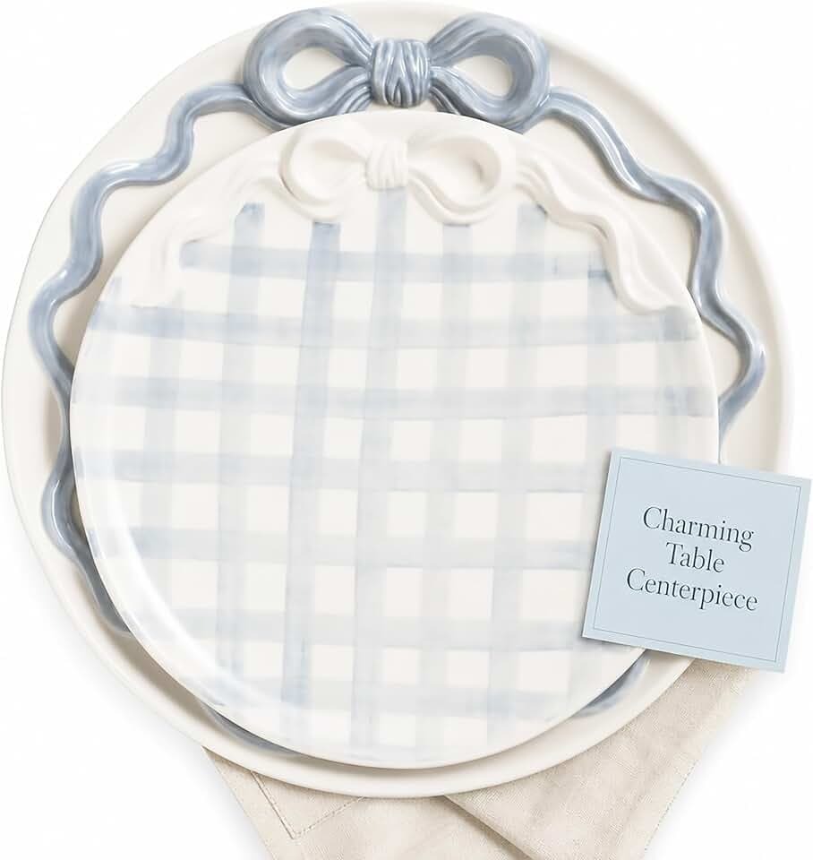 Mud Pie Ceramic Bow Nested Platter Set