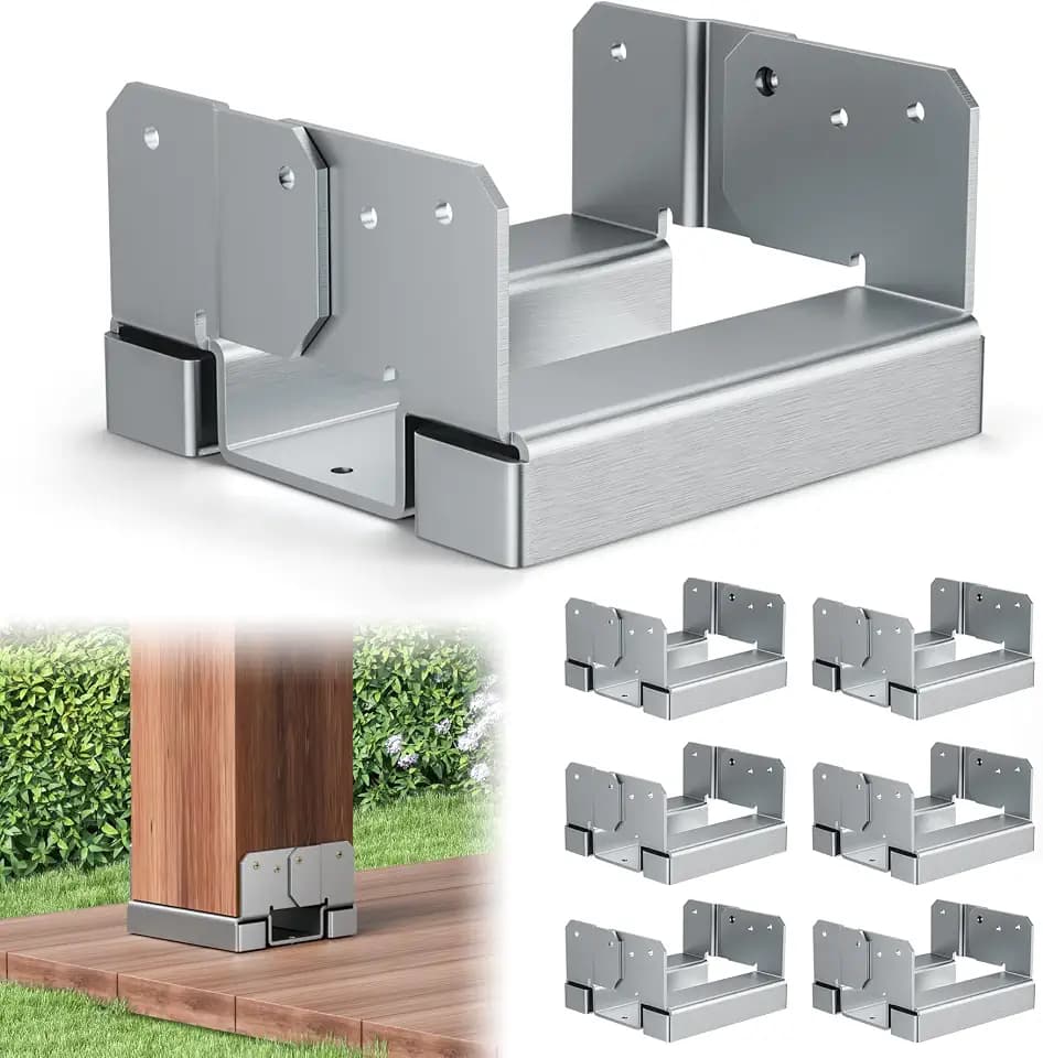 6 Pack 6x6 Post Base Brackets Heavy Duty, 6x6 Post Base for Concrete, Galvanized Decking Post Anchors Wood to Concrete for Deck, Pergola, Fence, Gazebo