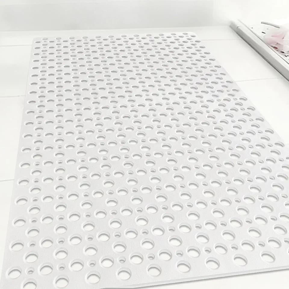 Non Slip Shower Mat: 36 X 24 Inch Large Shower Mats for Inside Shower - Soft TPE Anti Slip Long Shower Floor Mat with Large Drain Holes and Suction Cups