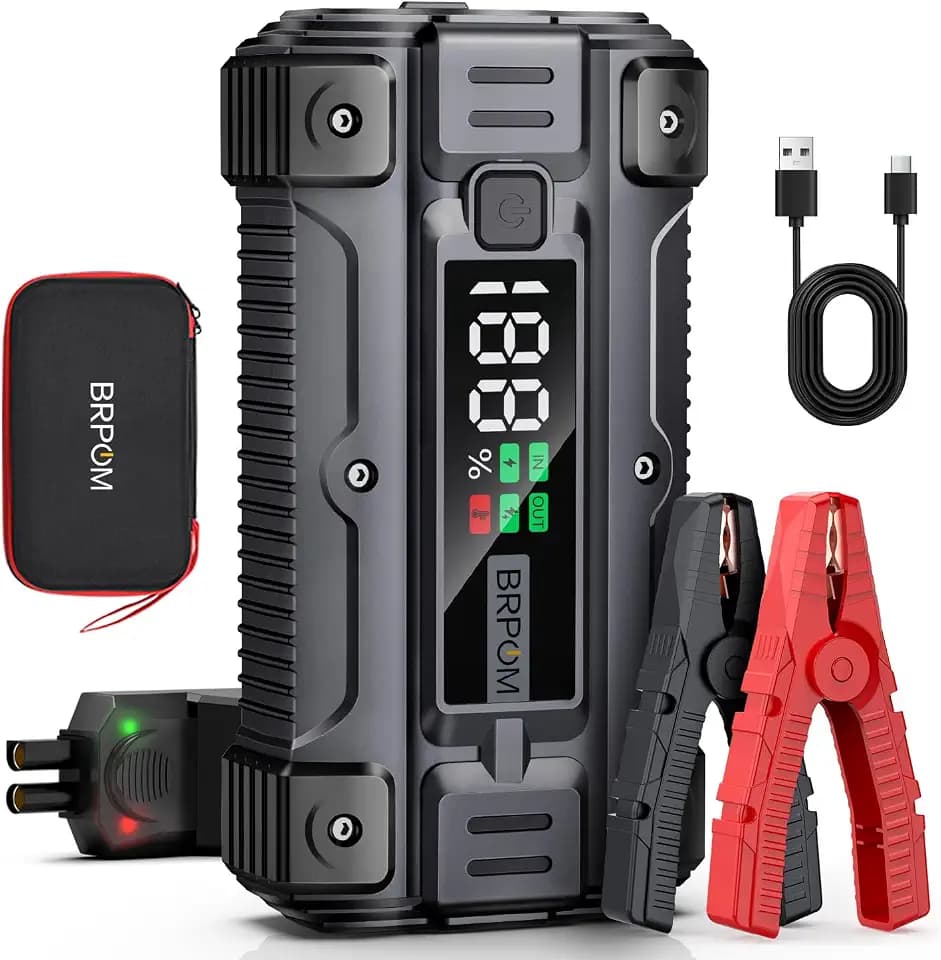 BRPOM Avviatore Batteria Auto, 8000A 26800mAh Avviatore di Emergenza per Auto/Moto, (Motori Fino a All Gas o 8.5L Diesel) Booster Avviamento Con Torcia a LED&USB Quick Charge 3.0