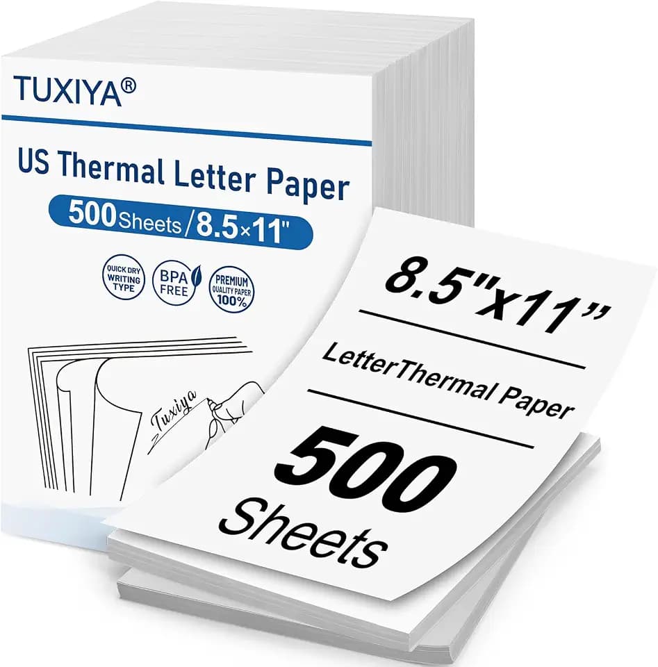 TUXIYA 500 Sheets Thermal Printer Paper 8.5 x 11 Inch