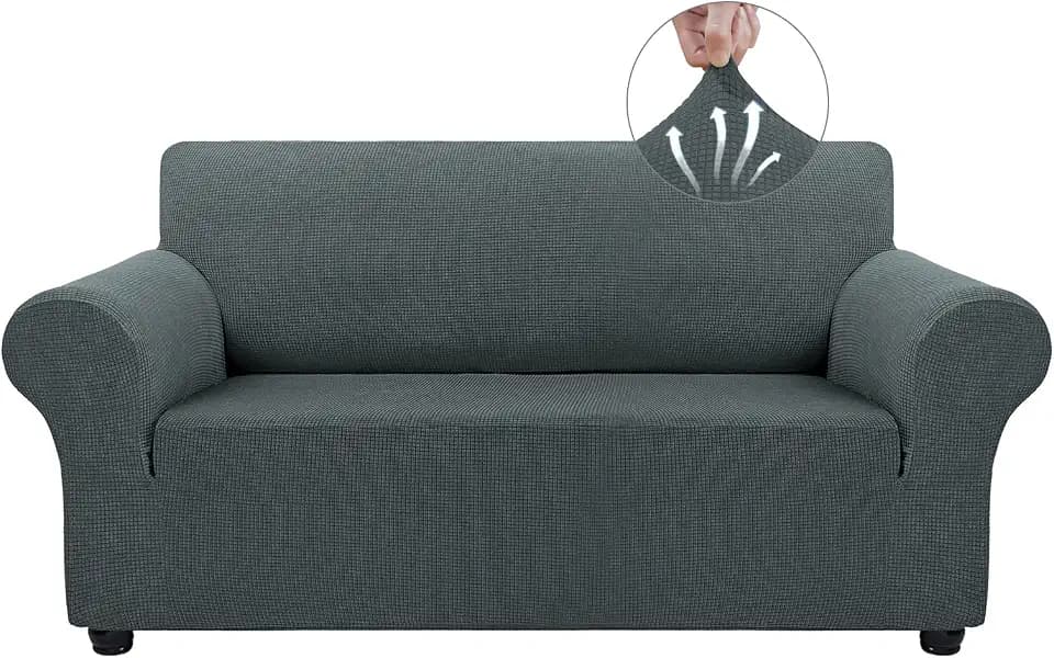 Asnomy Stretch Couch Covers Washable, loveseat Covers Slipcovers,Gray
