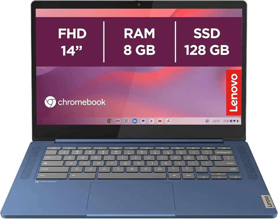 Lenovo IdeaPad Slim 3 Chromebook Laptop 14 Zoll FHD (1920 x 1080), MediaTek Kompanio 520, 8 GB RAM, 128 GB eMMC, ChromeOS, WiFi 6 - Abyss Blue, exklusiv von Amazon