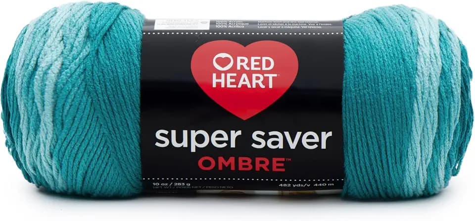 RED HEART E305.3985 Super Saver Ombre Yarn, DEEP Teal