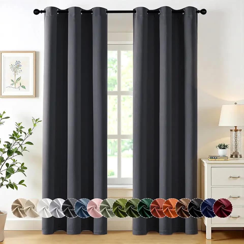 MIULEE Blackout Curtains for Bedroom 2 Panels 40 x 84 Inch Long Dark Grey