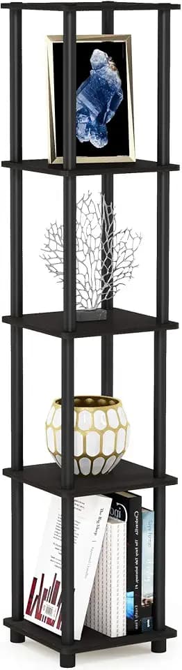 Furinno Turn-N-Tube Toolless 5-Tier Square Storage Shelves, Espresso