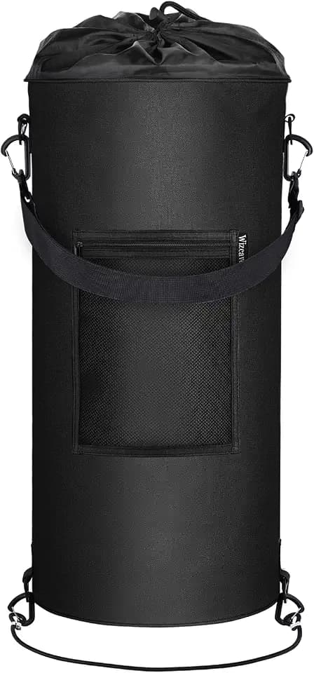 Boat Trash Can, Wizcave Reusable Boat Garbage Can, Portable Pontoon Boat Accessories for Storage, Leakproof Boat Trash Bag with Clips fits 10-13 Gal Garbage Bags,Boating,Camping,RV,Kayak,Classic Black