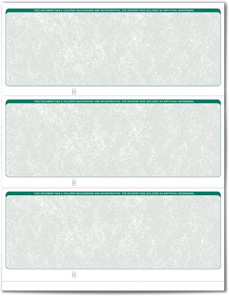 VersaCheck ValueChex - 1500 Blank Business Standard Checks - Green Classic - 500 Sheets Form #3000