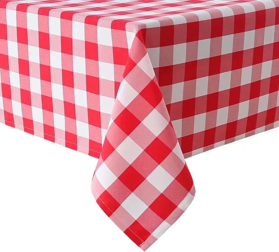 Hiasan Red and White Checkered Tablecloth Rectangle 60 x 120 Inch