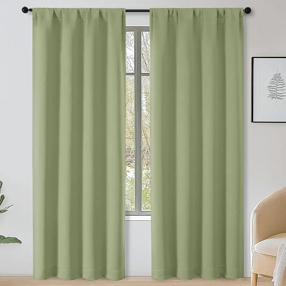 OWENIE Sally Sage Green Blackout Curtains for Bedroom Living Room 78 Inches Long 2 Panels Set, Privacy Thermal Insulated Rod Pocket Window Curtains for Patio French Front Door, W40 x L78 Inch