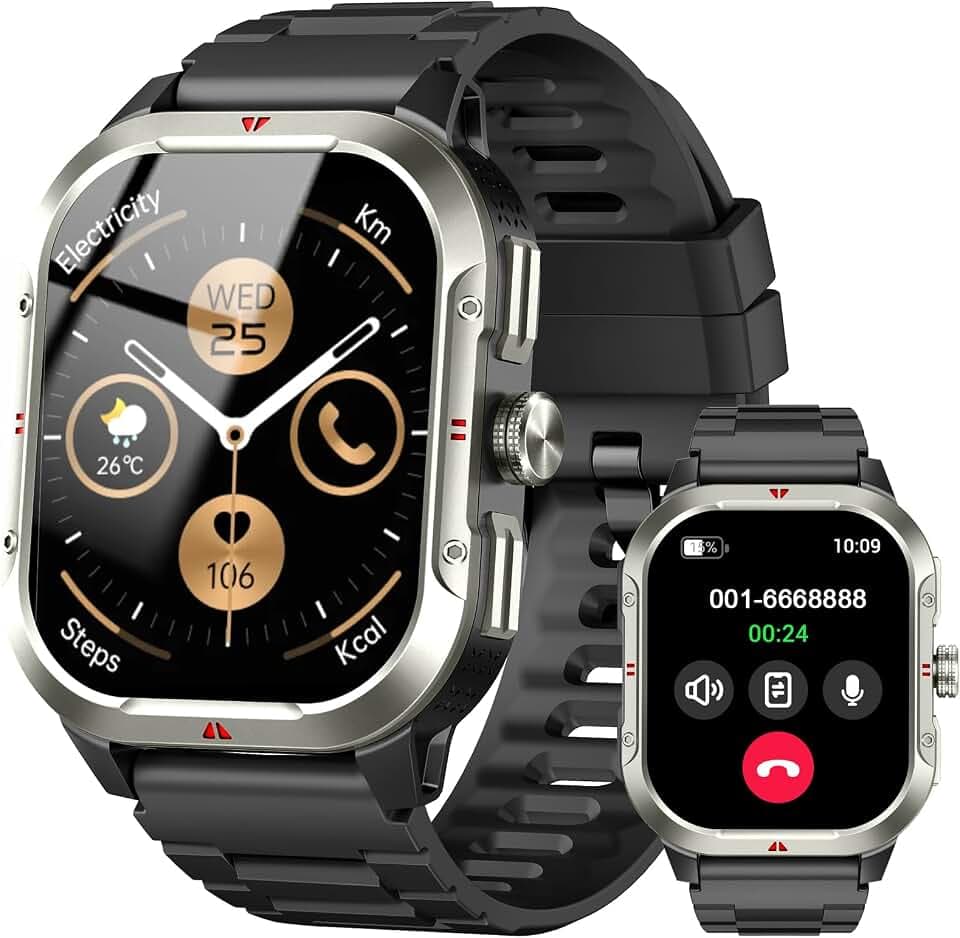 Jugeman Smartwatch Herren mit GPS,2.06" HD Smart Watch mit Telefonfunktion